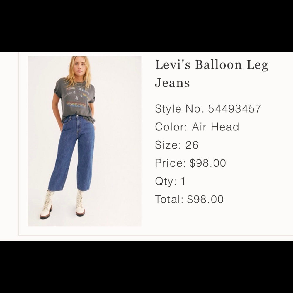 Levi’s Balloon Leg jeans in a dark-medium wash, size 26 - too small for me